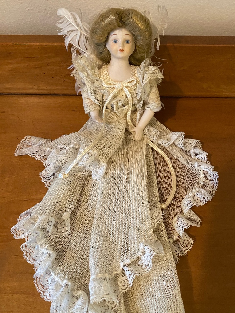 Angel Vintage Christmas Decoration with Lace Dress 16"